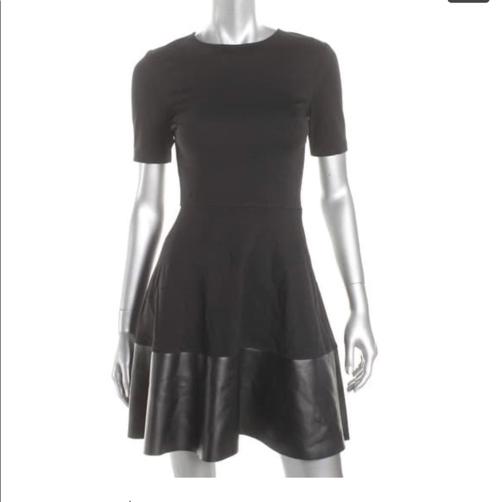 AQUA black and leather skater dress